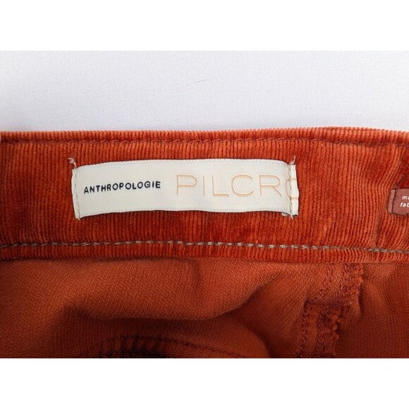 Anthropologie Pilcro Pants Womens 26 Orange High-Rise Skinny Button Fly Corduroy - Picture 2 of 13